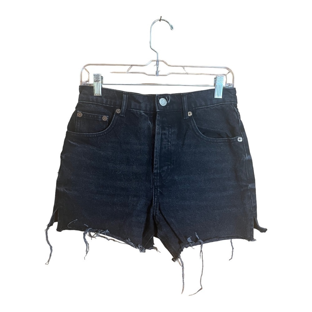 Zara Black Distressed Denim Jean Shorts